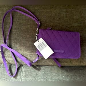 NWT purple Vera Bradley wristlet wallet with strap